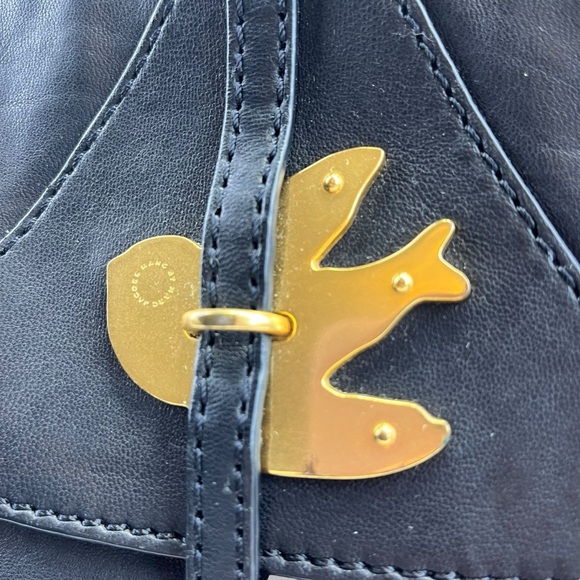 Marc By Marc Jacobs RARE Petal To The Metal Black Leather Gold Bird Tote Purse - Picture 16 of 16